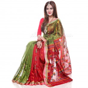 Traditional Soft Half silk share with Jamdani work from Tangail